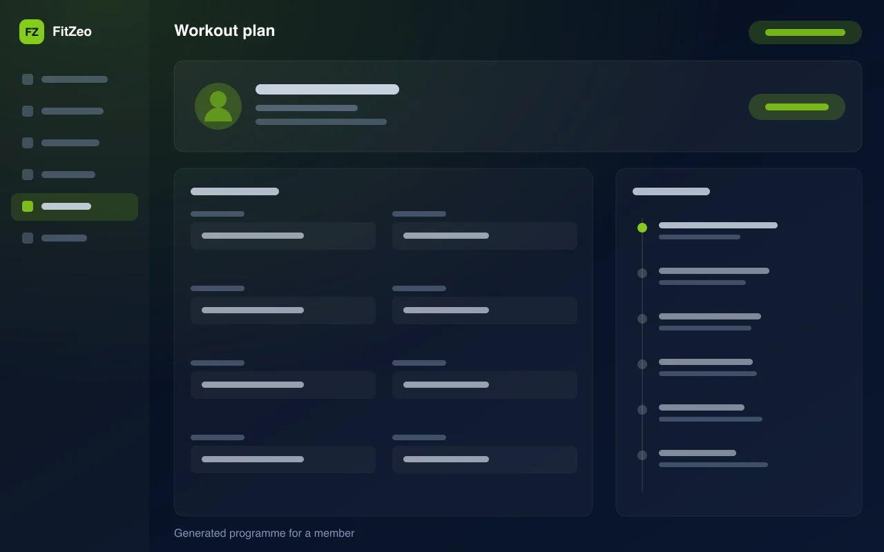 FitZeo workout plan — illustration of generated programme for a member